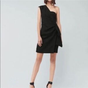 EUC Victoria Victoria Beckman- One Shoulder Black Linen Blend Dress. Size US 10.